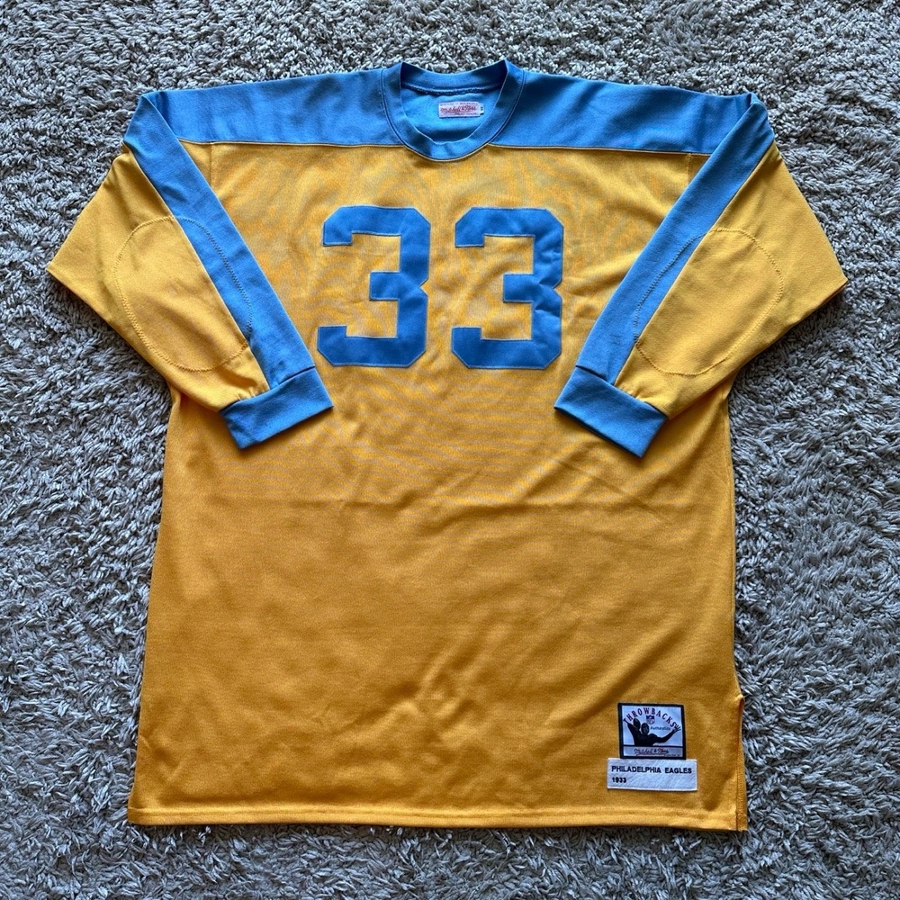 Mitchell Ness Jersey Yellow Blue Unisex Size Medium Jersey 1933 Long Sleeve
